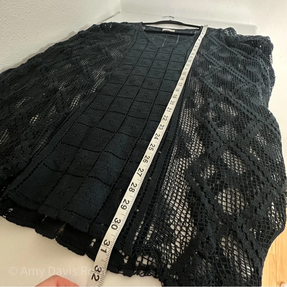 Free People Sunshine Crochet Kaftan in Black NWT